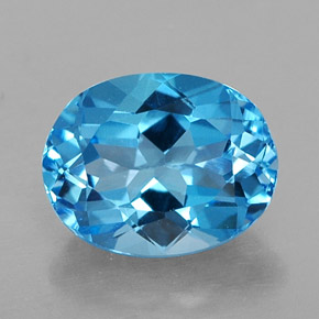 Topaze bleue naturelle coupe ovale, 2,54 ct, VVS