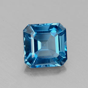 Topaze bleue naturelle taille émeraude, 1,90 ct, VVS-VS