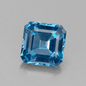 Topaze bleue naturelle taille émeraude, 1,90 ct, VVS-VS