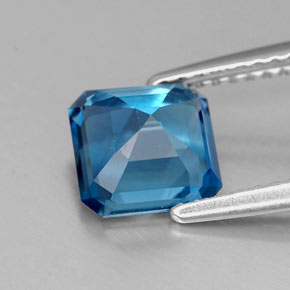 Topaze bleue naturelle taille émeraude, 1,90 ct, VVS-VS