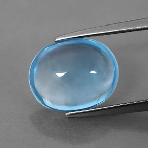 Topaze bleue naturelle coupe ovale, 3,80 ct, transparent