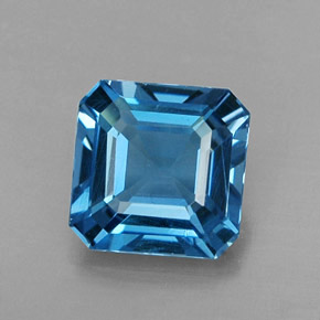 Topaze bleue naturelle taille émeraude, 1,73 ct, VS