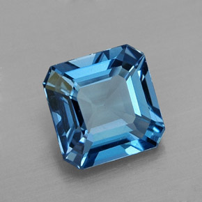 Topaze bleue naturelle taille émeraude, 1,73 ct, VS