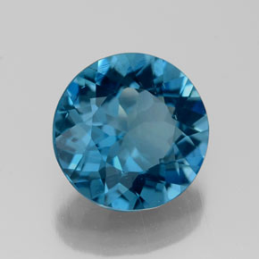 Topaze bleue naturelle coupe roude, 2,70 ct, VS-SI