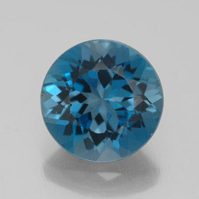 Topaze bleue naturelle coupe roude, 3,07 ct, VVS-VS