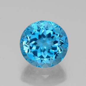 Topaze bleue naturelle coupe roude, 2,28 ct, VVS-VS