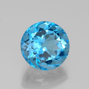 Topaze bleue naturelle coupe roude, 2,28 ct, VVS-VS