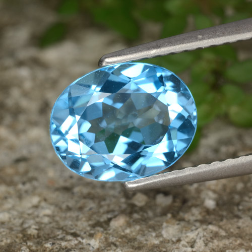Topaze bleue naturelle coupe ovale, 2,32 ct, VVS-VS
