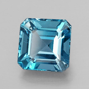 Topaze bleue naturelle taille émeraude, 2,25 ct, VVS-VS