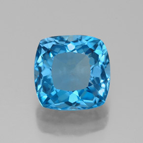 Topaze bleue naturelle coupe coussin, 2,76 ct, VVS-VS