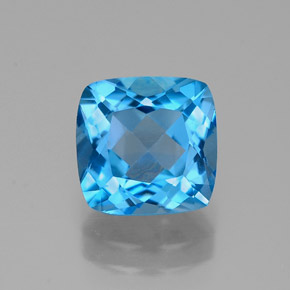 Topaze bleue naturelle coupe coussin, 2,25 ct, VVS