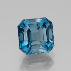 Topaze bleue naturelle taille émeraude, 2,09 ct, VVS-VS