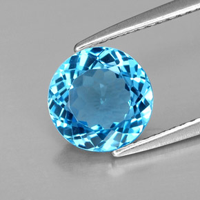 Topaze bleue naturelle coupe roude, 2,08 ct, VVS-VS