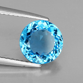 Topaze bleue naturelle coupe roude, 2,08 ct, VVS-VS