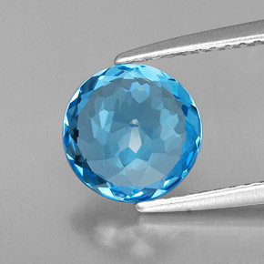 Topaze bleue naturelle coupe roude, 2,08 ct, VVS-VS