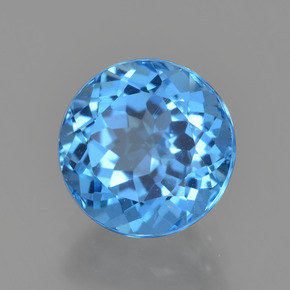 Topaze bleue naturelle coupe roude, 2,78 ct, VS