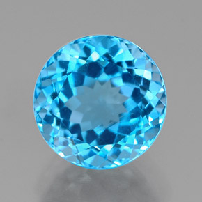 Topaze bleue naturelle coupe roude, 2,90 ct, VVS