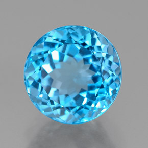 Topaze bleue naturelle coupe roude, 2,90 ct, VVS