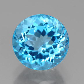 Topaze bleue naturelle coupe roude, 2,63 ct, VVS