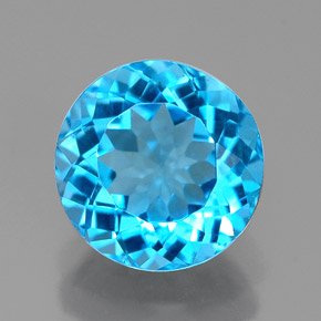 Topaze bleue naturelle coupe roude, 2,31 ct, VVS-VS