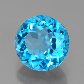 Topaze bleue naturelle coupe roude, 2,31 ct, VVS-VS