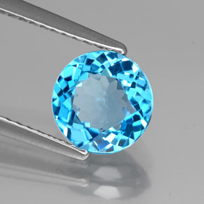 Topaze bleue naturelle coupe roude, 1,86 ct, VVS