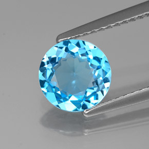 Topaze bleue naturelle coupe roude, 1,49 ct, VVS