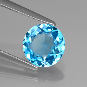 Topaze bleue naturelle coupe roude, 1,49 ct, VVS