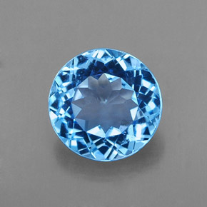 Topaze bleue naturelle coupe roude, 2,14 ct, VS-SI