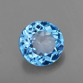 Topaze bleue naturelle coupe roude, 2,14 ct, VS-SI