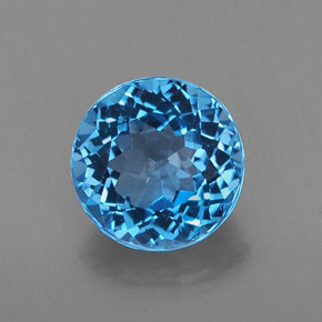 Topaze bleue naturelle coupe roude, 2,47 ct, VS