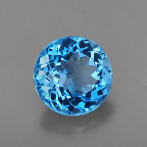 Topaze bleue naturelle coupe roude, 2,47 ct, VS