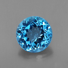Topaze bleue naturelle coupe roude, 2,33 ct, VS