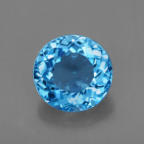 Topaze bleue naturelle coupe roude, 2,42 ct, VVS