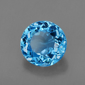Topaze bleue naturelle coupe roude, 2,42 ct, VVS