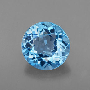 Topaze bleue naturelle coupe roude, 2,21 ct, VVS