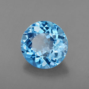 Topaze bleue naturelle coupe roude, 2,21 ct, VVS