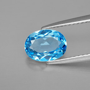 Topaze bleue naturelle coupe ovale, 1,48 ct, VVS-VS