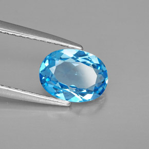 Topaze bleue naturelle coupe ovale, 1,48 ct, VVS-VS