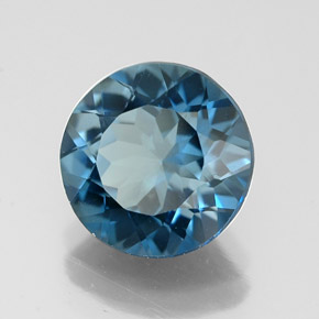 Topaze bleue naturelle coupe roude, 3,08 ct, VVS