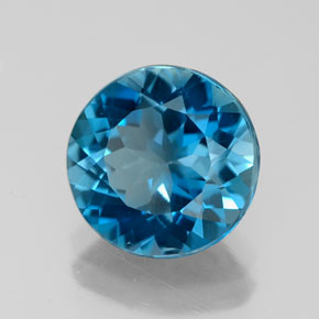 Topaze bleue naturelle coupe roude, 2,87 ct, VVS