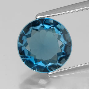 Topaze bleue naturelle coupe roude, 2,59 ct, VVS