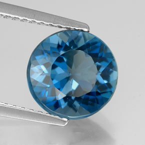Topaze bleue naturelle coupe roude, 2,93 ct, VVS