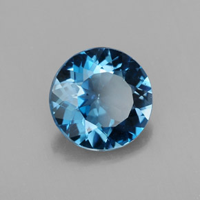 Topaze bleue naturelle coupe roude, 2,46 ct, VS
