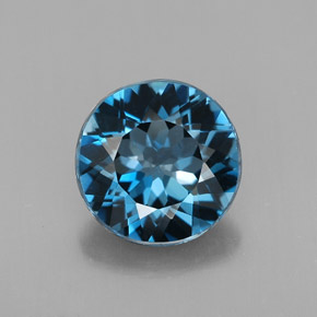 Topaze bleue naturelle coupe roude, 2,87 ct, VS