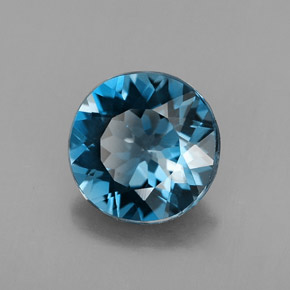 Topaze bleue naturelle coupe roude, 2,87 ct, VS