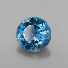Topaze bleue naturelle coupe roude, 2,87 ct, VVS-VS