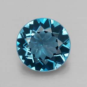 Topaze bleue naturelle coupe roude, 2,54 ct, VVS-VS