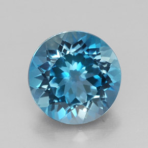 Topaze bleue naturelle coupe roude, 3,39 ct, VVS