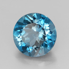 Topaze bleue naturelle coupe roude, 3,39 ct, VVS